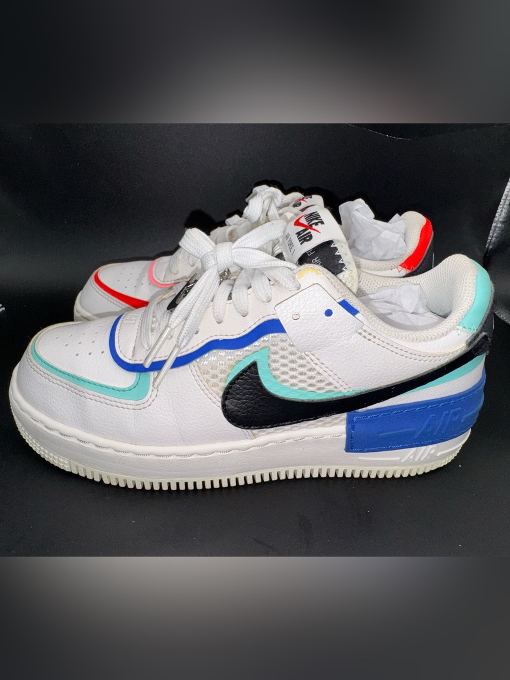 Nike Air Force 1 Shadow White Multi-Color Leather Sneakers Women’s 7 - Picture 7 of 17